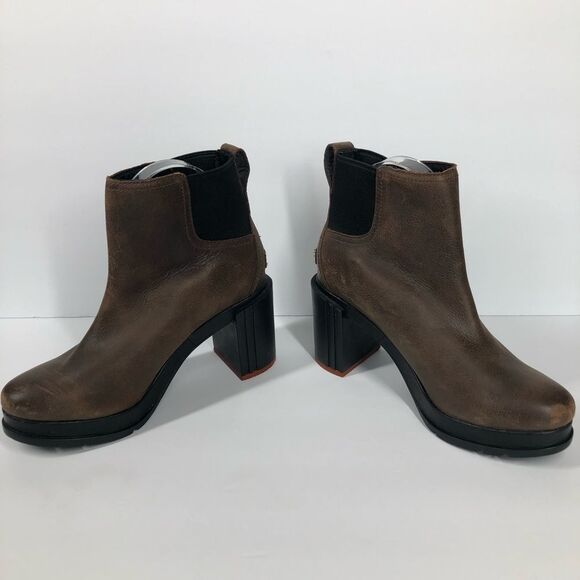 Sorel Womens Blake Chelsea Brown Leather Ankle Booties Size 7 Block Heel Boots - Picture 3 of 12